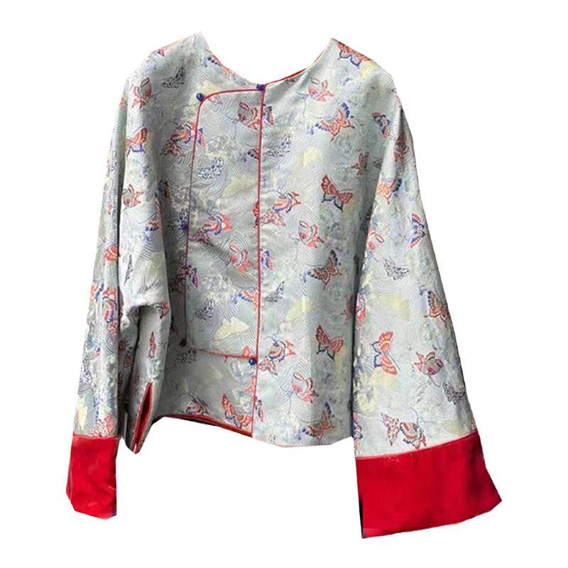 2022秋冬真丝织锦缎棉服上衣女