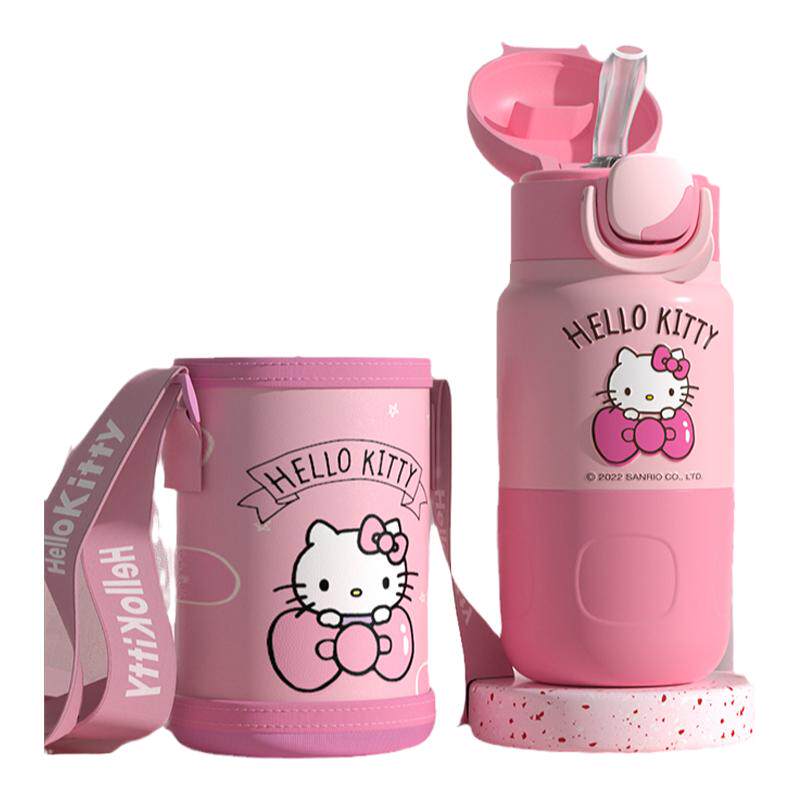 凯蒂猫可爱儿童不锈钢保温杯小学生便携水杯上学专用直饮吸管杯子