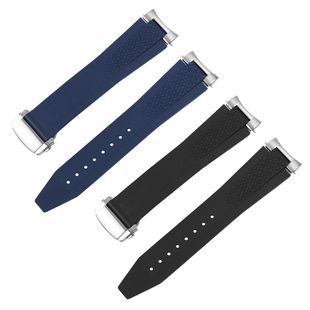 老皮匠适配浪琴康卡斯悦动GMT41mm L3.830.4氟橡胶手表带弧口21mm