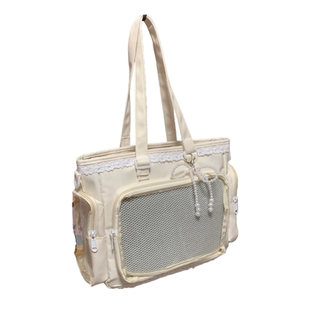 痛包斜挎白色女大容量二次元高颜值学生包包透明的20cm娃包小挎包