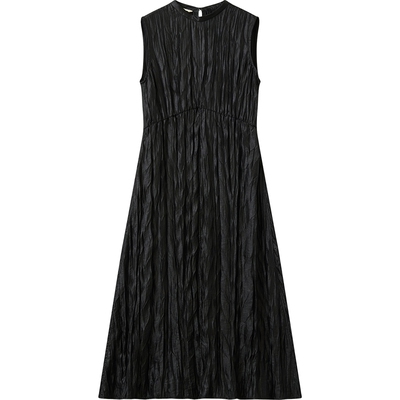 播商场同款黑色肌理感显瘦无袖连衣裙女秋冬新款BDS4LD4852