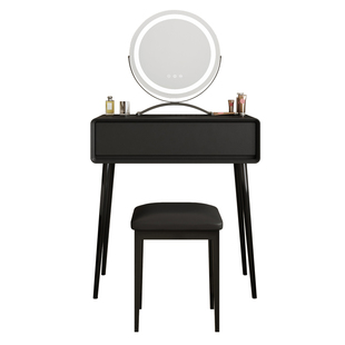 黑色梳妆台小型实木化妆桌卧室现代简约2025新款小户型床头化妆台