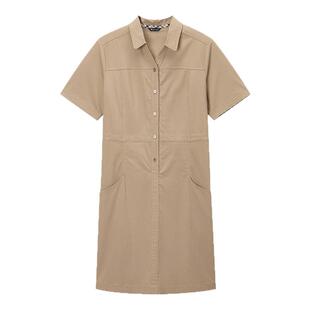 Aquascutum/雅格狮丹春夏新品女时尚休闲V型衬衫领短袖连衣裙气质