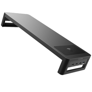 [轻奢金属]磨砂黑 电脑显示器增高架 带USB扩展坞抽屉快充 办公室桌面改造 显示屏荧幕 收纳抬高底座支持架