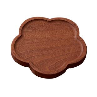 乌檀木托盘实木长方形家用餐具茶水杯盘花瓣盘西餐圆形盘子