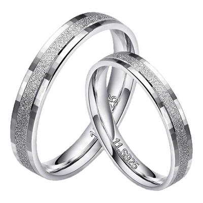 S925纯银实心素圈情侣对戒可刻字