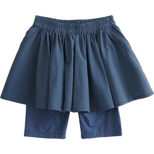 NNGZ防走光夏季女童假两件高弹打底裙裤时髦儿童网球运动半身裙