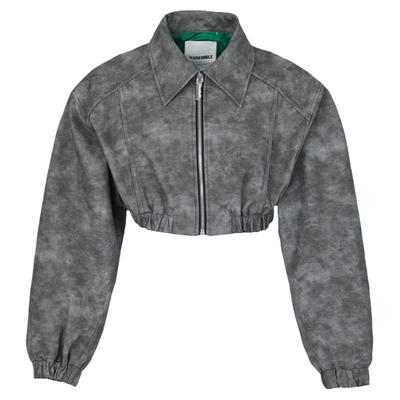 455EMBLE复古短款PU短外套