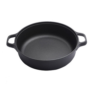 铸铁平底锅煎锅加厚双耳水煎包锅家用生铁烙饼锅无涂层不粘锅炖锅