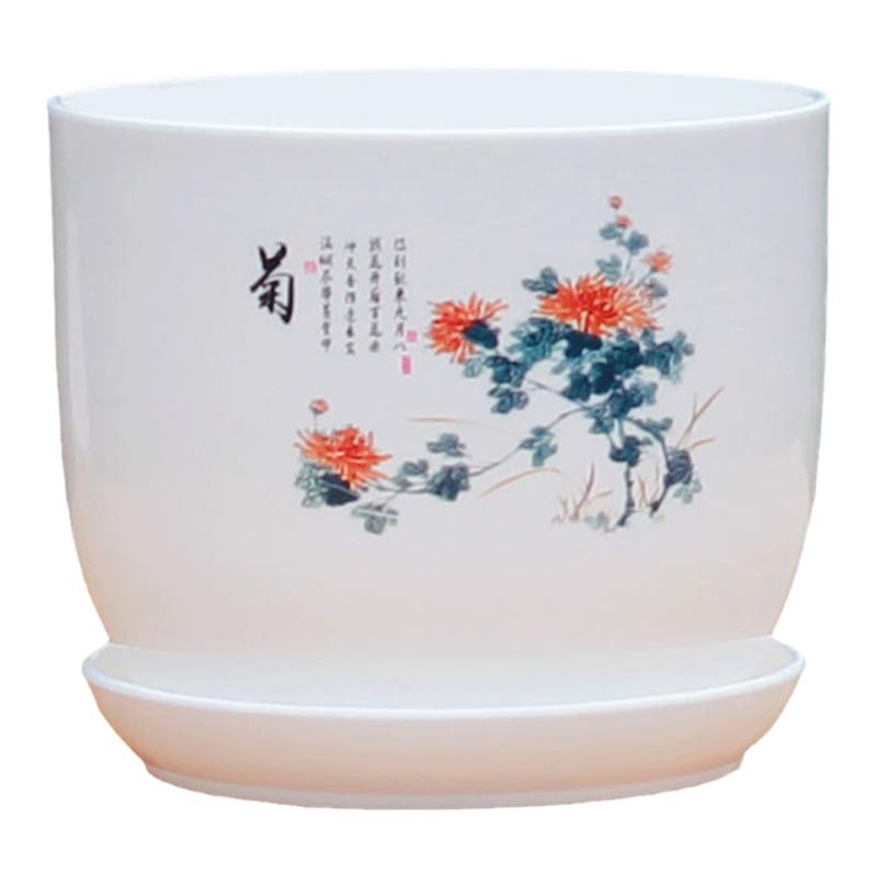 仿陶瓷树脂特大号加厚花盆碗莲睡莲花卉绿植君子兰大口径塑料花盆