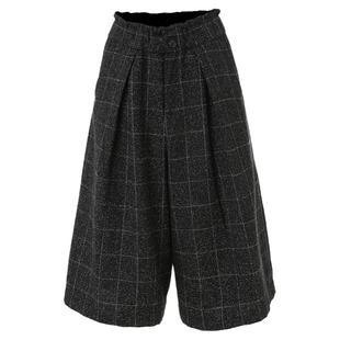 乔万尼商场秋冬新款裤子女经典英伦风七分阔腿裤复古格子休闲裤
