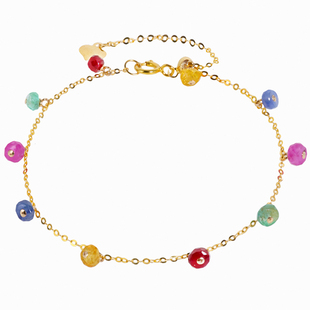 若华珠宝多丽 满天星彩色蓝宝石手链女18K金彩宝手串流苏手饰定制