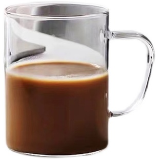 高硼硅玻璃吸管杯带盖ins风女生高颜值咖啡杯男便携牛奶杯耐高温