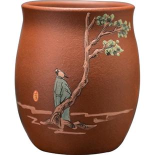 容山堂紫艺 朱泥彩绘品茗杯紫砂大小号主人杯个人杯单个功夫茶杯