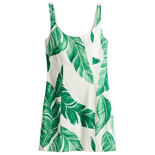 HM女装连衣裙春季修身露背植物印花吊带迷你裙1289754