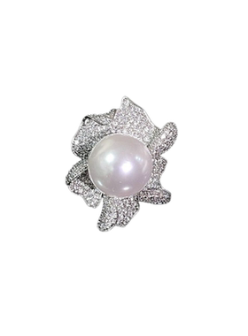 音符露珠花朵宝石珍珠戒指 Vintage 海水贝珠 祖母绿几何耳环套装