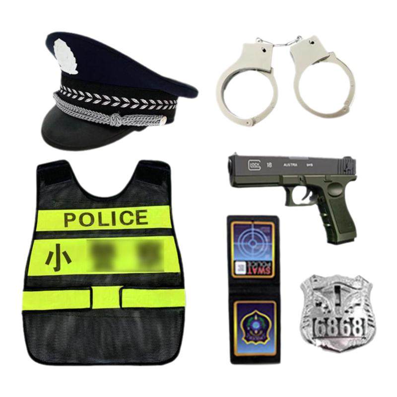 儿童警察玩具幼儿园角色扮演交警马甲女童套装特警演出服圣诞礼物