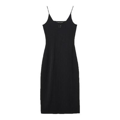 朗姿欧洲EiLEEN ELITEE2025年夏季新款修身U领长款吊带连衣裙女士