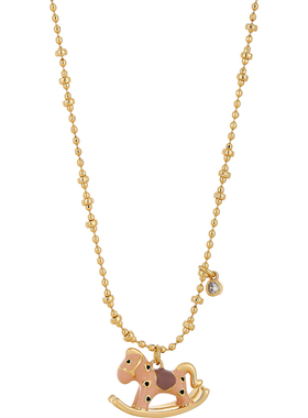 珐琅彩小马吊坠串珠项链轻奢小众