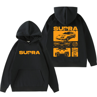 丰田Supra高性能跑车MK4赛车潮牌爱好者连帽卫衣秋冬男士加绒保暖