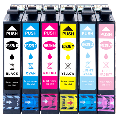适用epsonr爱普生R270墨盒6色套装t0821 R290 R390 RX590 TX720WD 800FW RX610 TX820FWD打印机非原装82N墨盒