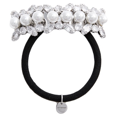 [送礼]self-portrait 2025早秋银色钻饰人造珍珠发圈发饰