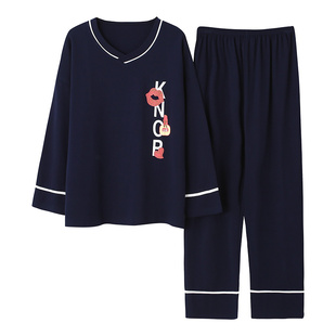 睡衣女长袖春秋季纯棉韩版加肥加大码胖mm200斤家居服秋天5XL6XL
