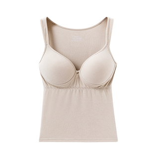 带胸垫一体免穿文胸保暖背心女士冬天2025新款德绒低领加绒打底衫
