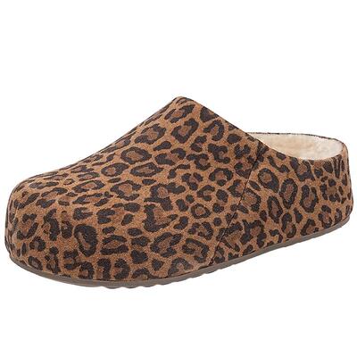 EBLAN/伊伴厚底豹纹勃肯半拖鞋女