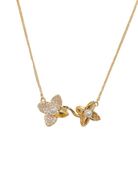 日韩百搭锆石双花锁骨链