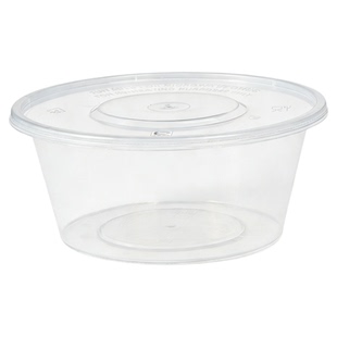 一次性餐盒食品级圆形透明饭盒家用外卖打包盒塑料汤碗商用带盖