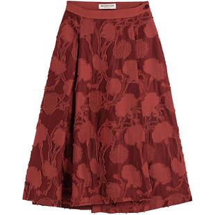 EXCEPTION例外女装春秋款半身裙绵羊毛剪花工艺新中式A字裙子女