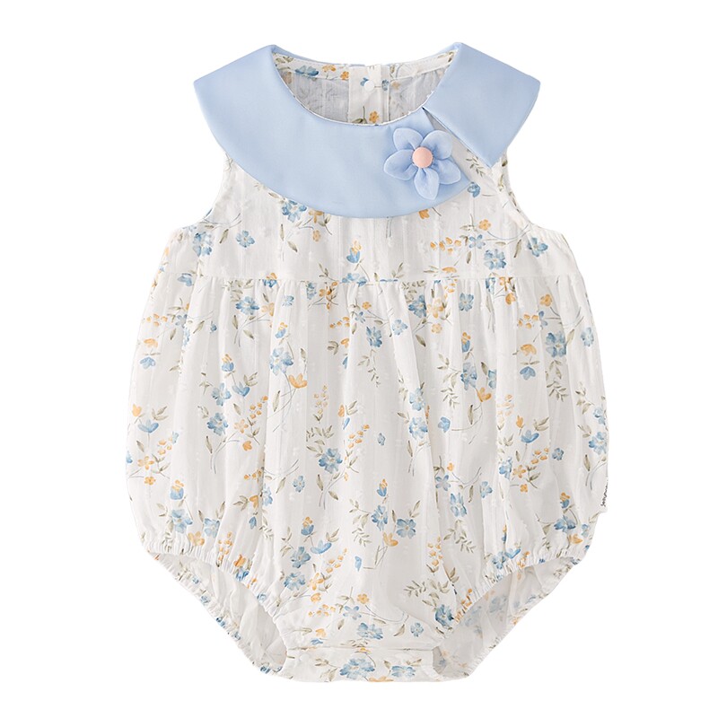 jellybaby女童连身衣夏季新生幼儿娃娃领宝宝衣服薄款婴幼儿爬服