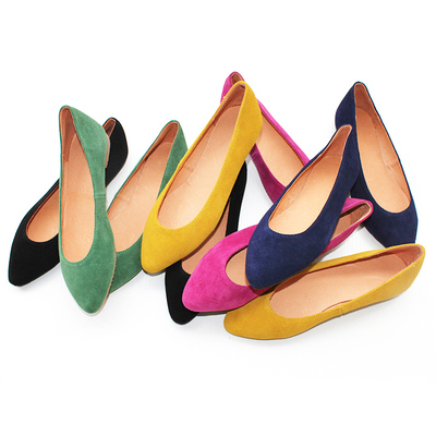 拉拉自制深蓝磨砂牛皮平底单鞋