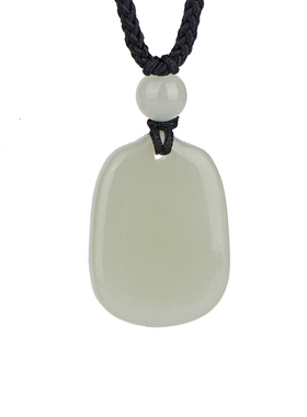 天然和田玉平安无事牌吊坠项链