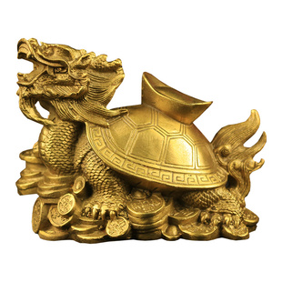 龙龟摆件纯铜黄铜办公室公司八卦母子龙头龟金钱龟装饰工艺品礼品