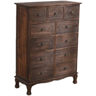 复古实木斗柜客厅靠墙美式床头柜卧室收纳柜抽屉置物简约玄关边柜