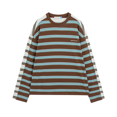 riverstone宽松休闲条纹长袖T恤