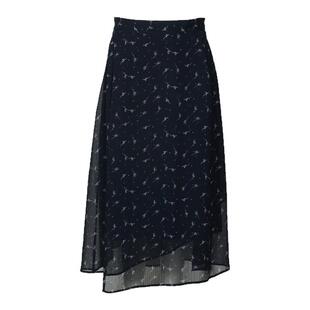 BALUODI芭罗蒂女装专柜夏装时尚藏蓝花色高腰雪纺印花A字女半身裙