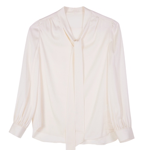 Lavinia春秋款优雅蝴蝶结飘带真丝衬衫女通勤轻盈桑蚕丝上衣