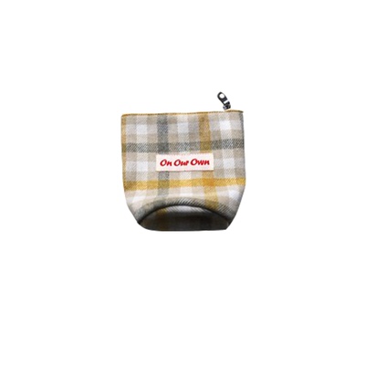 彩色格纹圆底羊毛收纳袋