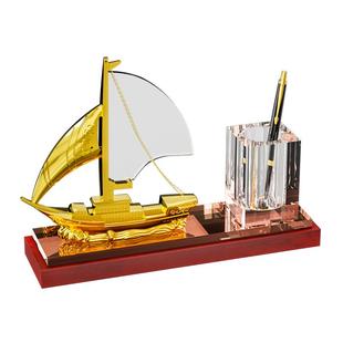 老板办公桌领导男士高档办公室装饰桌面摆件一帆风顺帆船摆件轻奢