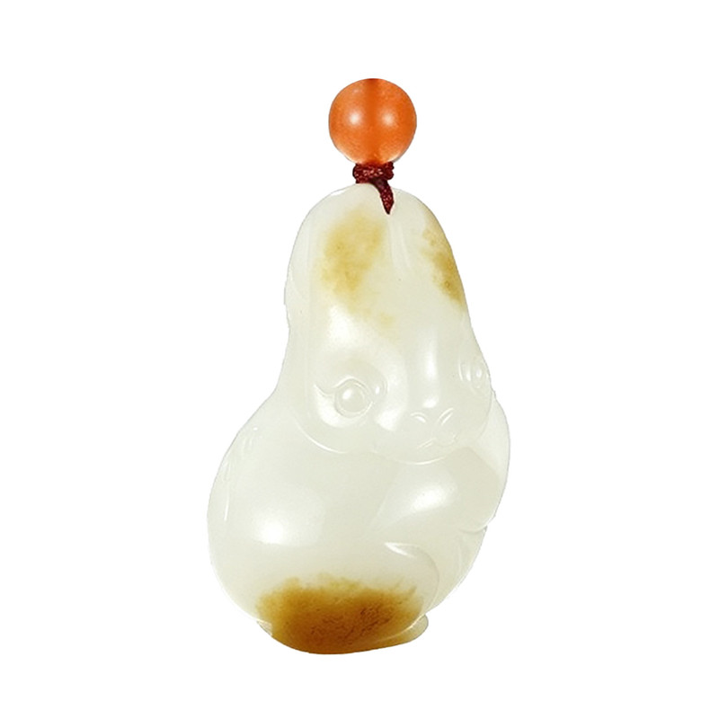 和田玉生肖兔吊坠男女款