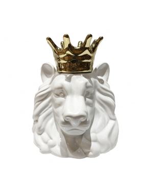 金色皇冠狮子客厅装饰品陶瓷摆件