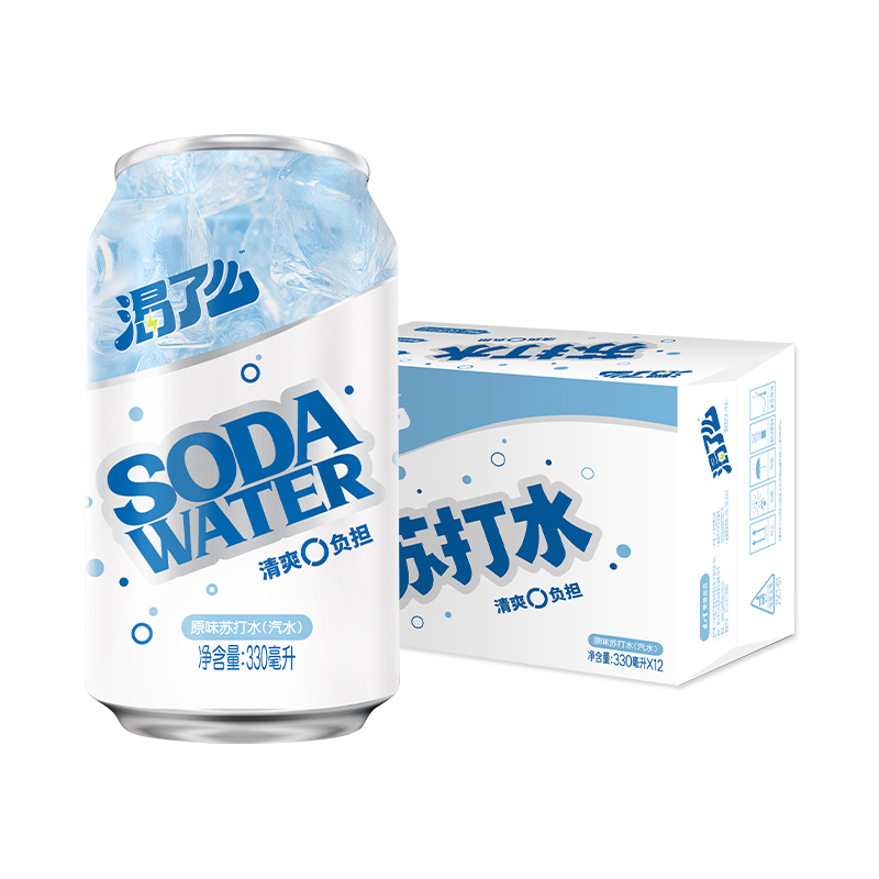 健力宝无糖原味苏打水气泡水330ml*12罐0糖0脂0卡饮料调饮推荐