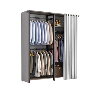 衣帽架落地卧室家用开放式挂衣架金属置物架收纳一体组合简易衣柜