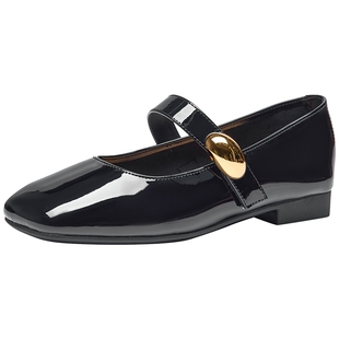 热风浅口单鞋女鞋2025年秋新款女士漆面时尚小皮鞋配裙子通勤鞋子