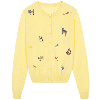 落落狷介黄色长袖针织衫女