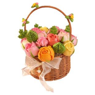 母亲节玫瑰花花篮馒头胶东花饽饽送妈妈婆婆生日礼物氛围节日礼盒
