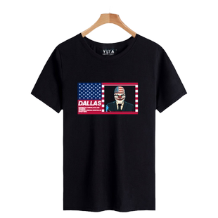 收获日3达拉斯payday游戏steam周边短袖T恤衫男女纯棉半截袖体恤